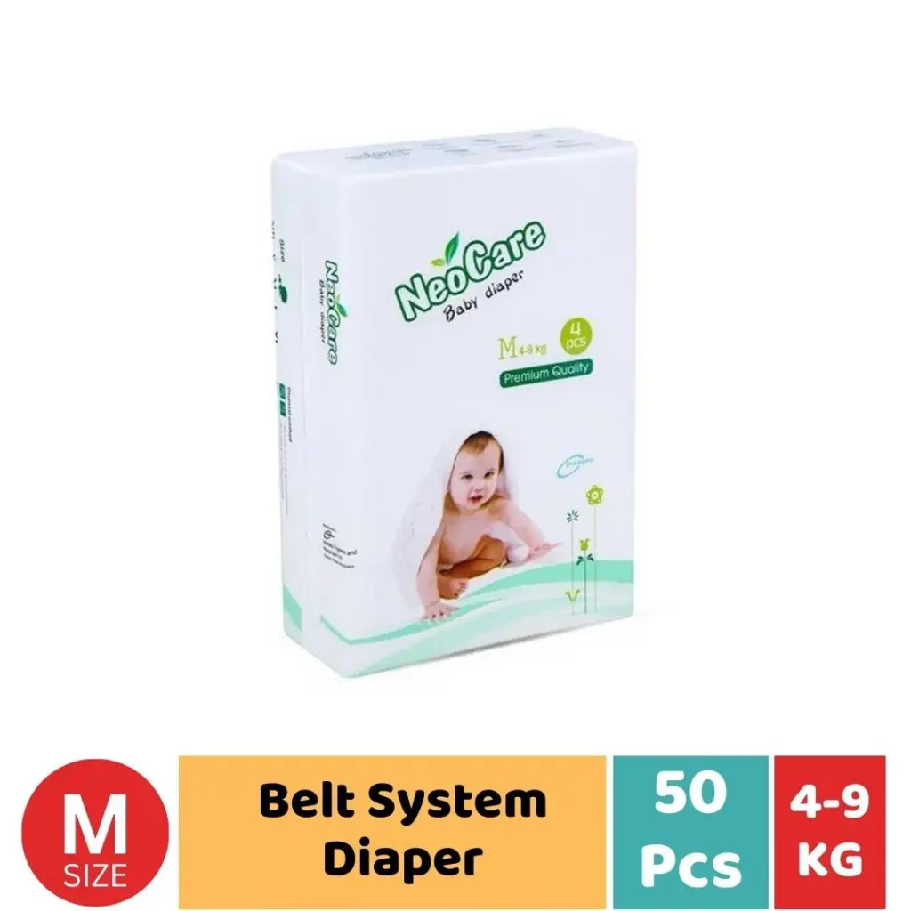 Neocare Premium Belt System Baby Diaper(4-9 Kg) (50 Pcs)